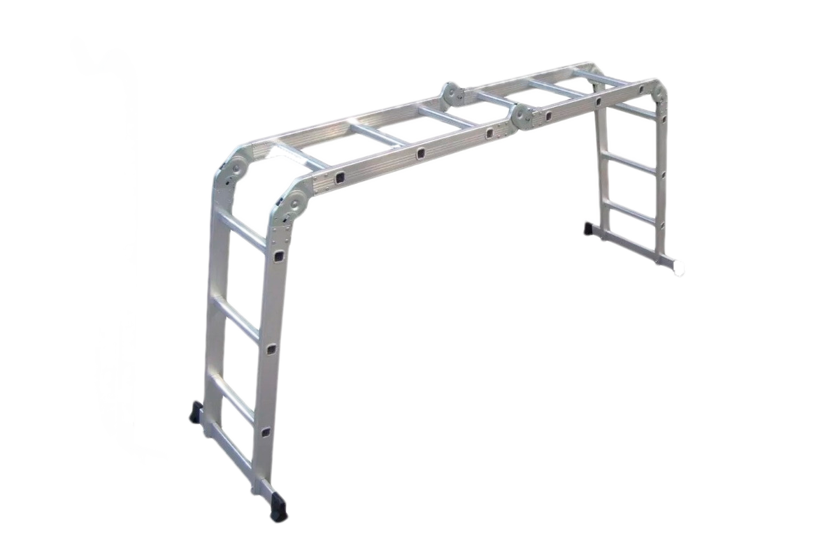 Masko® Andamio Andamio de aluminio Escalera de aluminio Andamio de trabajo  Plataforma de trabajo cargable hasta 150 KG recubierto antideslizante  escalera de andamio plata