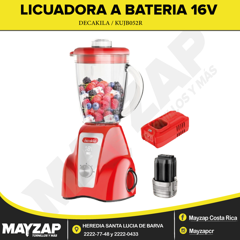 Licuadora a Bateria de 16V Marca Decakila KUJB052R Mayzap Tornillos y Herramientas